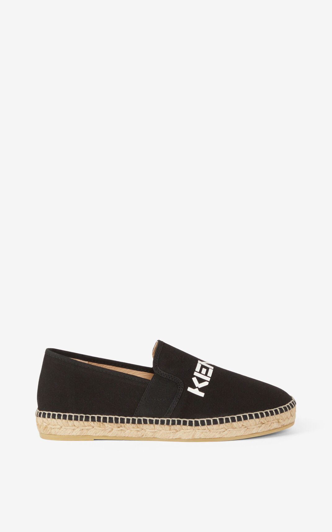 Kenzo Logo elasticated Lærred Espadrilles Dame - Sort DK-598476